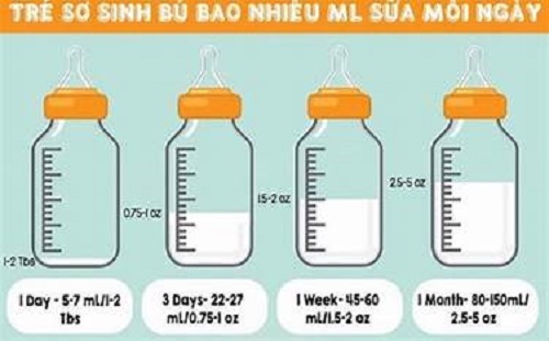 (Bảng chia lượng sữa uống trong ngày cho trẻ sơ sinh)